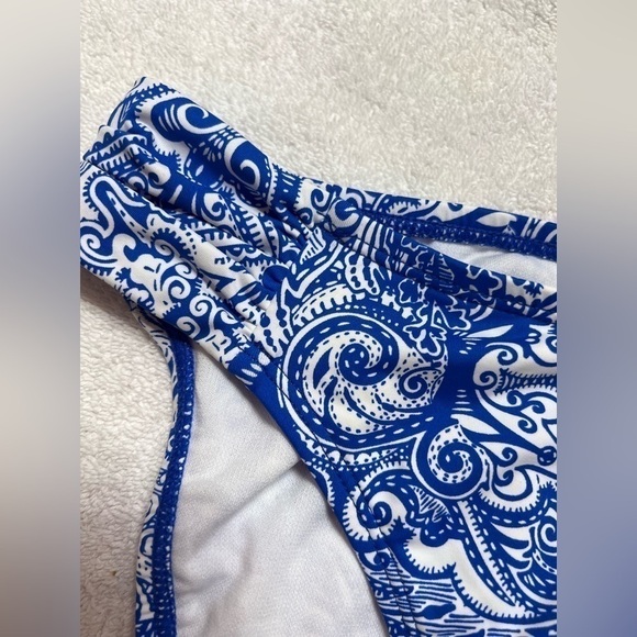 Lauren Ralph Lauren BLUE Bias Tribal Ikat Print Hipster Bikini Swim Bottom - Picture 3 of 12